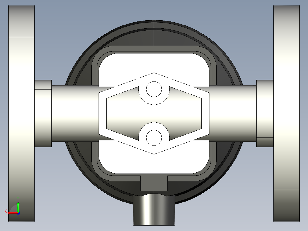 14DKOCCP NO 气动隔膜阀常开，固定法兰钻孔PN10 16。面对面根据EN 558-1 PVC-C后视图