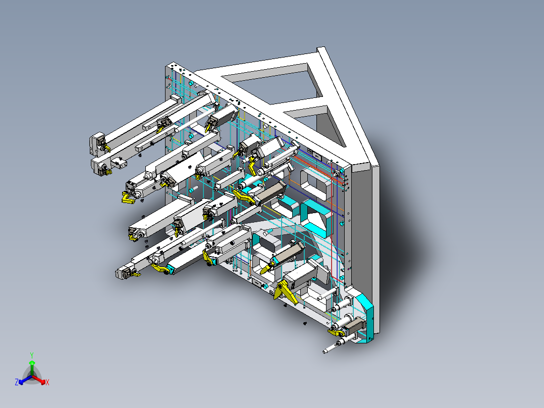 赛力斯右CD柱液压夹具正等轴测图