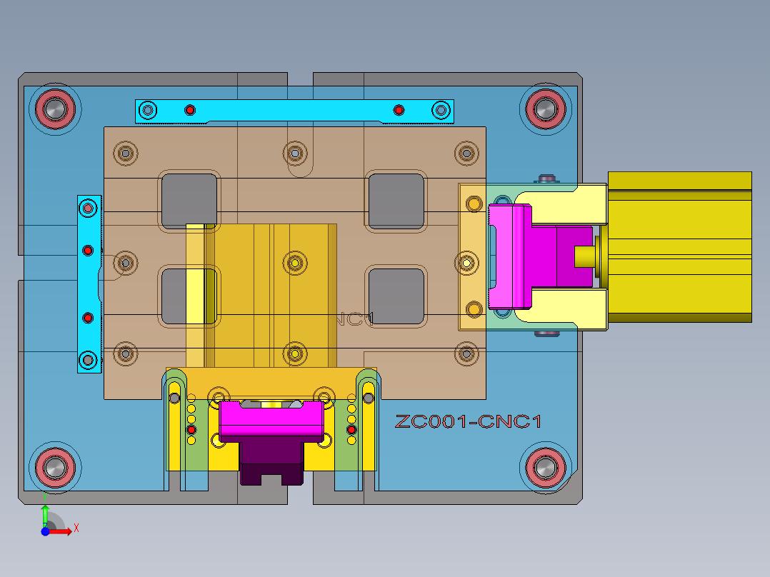 ZC001-笔记本CNC工装夹具三维模型CNC1-191216前视图