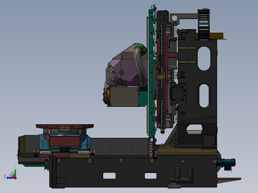 五轴加工中心3D图纸 T628右视图
