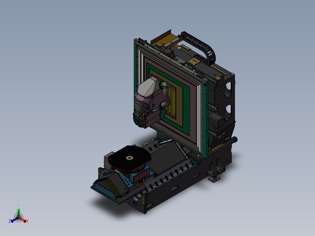 五轴加工中心3D图纸 T628正等轴测图