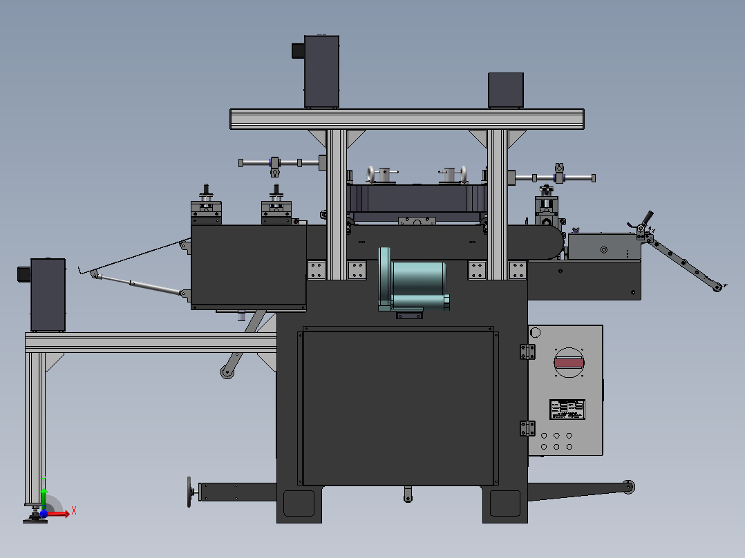 F500冲切机 模切机 3D图纸 机械设备非标自动化3D模型设计素材1前视图