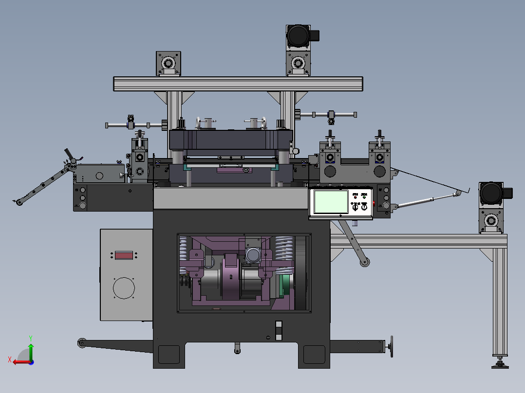 F500冲切机 模切机 3D图纸 机械设备非标自动化3D模型设计素材1后视图