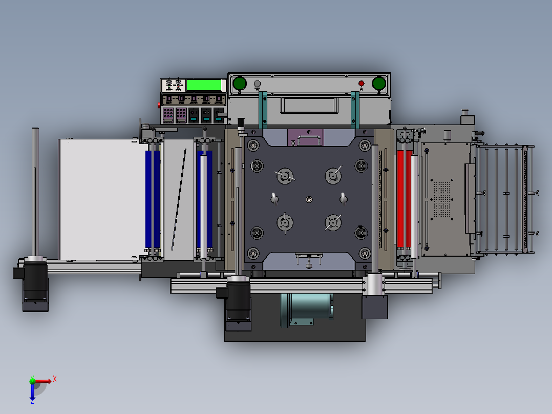 F500冲切机 模切机 3D图纸 机械设备非标自动化3D模型设计素材1俯视图