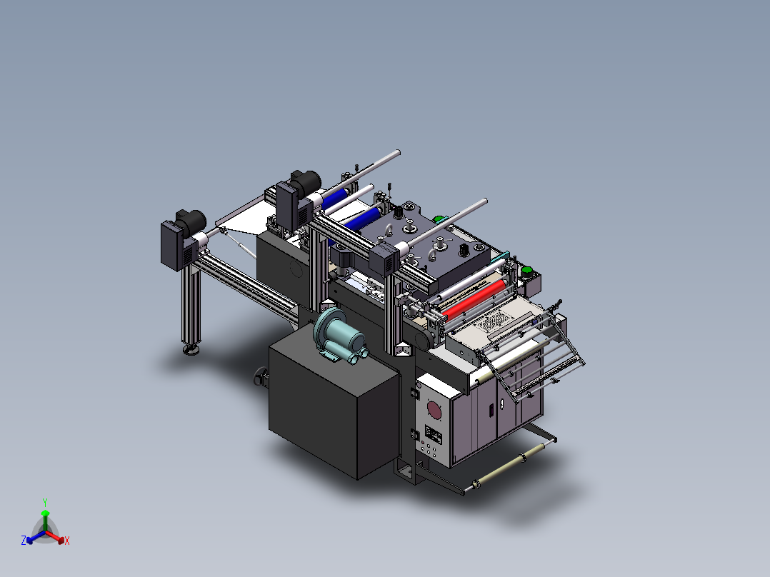 F500冲切机 模切机 3D图纸 机械设备非标自动化3D模型设计素材1正等轴测图