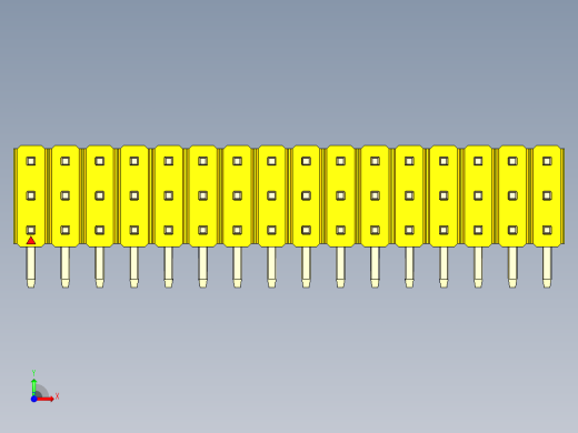 彩色公排针 100mil 2.54mm 系列-DS1022_yellow_3x16p_100mil_TypeD_rev1.0前视缩略图