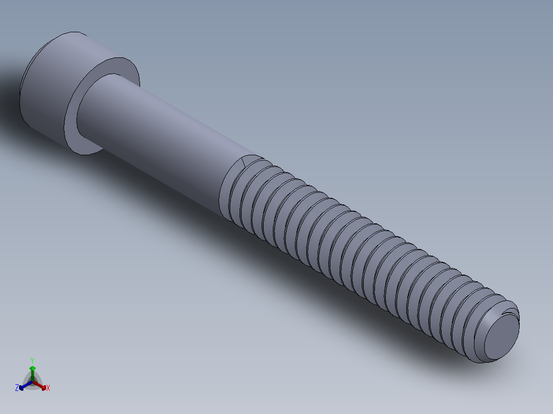 粗螺纹 SHCS 螺钉-SHCS 10-24.x1.5.SLDPRT正等轴测图