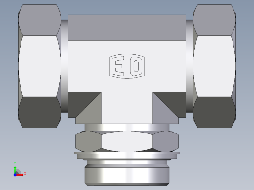 卡套式工业通用硬管接头EO_Adjustable_locknut_branch_tee_TEE42LRCF前视缩略图