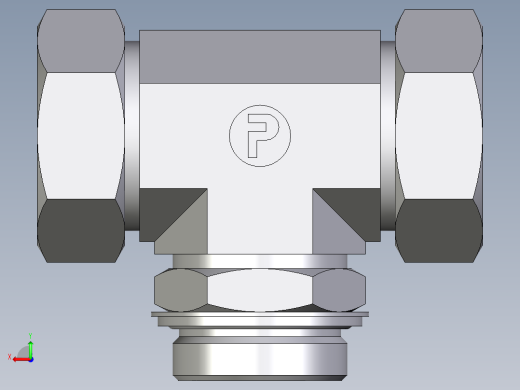 卡套式工业通用硬管接头EO_Adjustable_locknut_branch_tee_TEE42LRCF后视缩略图