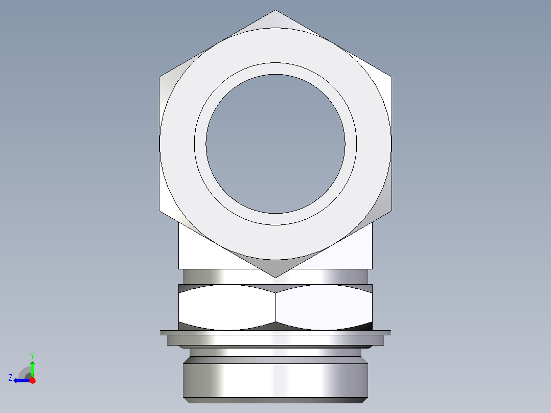 卡套式工业通用硬管接头EO_Adjustable_locknut_branch_tee_TEE42LRCF右视图