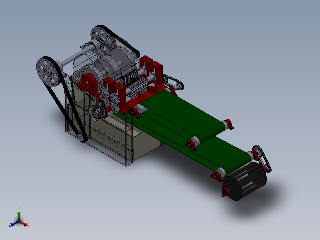 可移动全喂入式香蕉茎秆纤维提取机正等轴测图