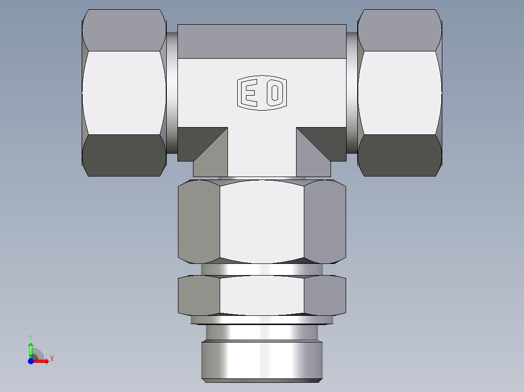 卡套式工业通用硬管接头EO_Assembled_adjustable_standpipe_branch_tee_EVT30SR71前视图