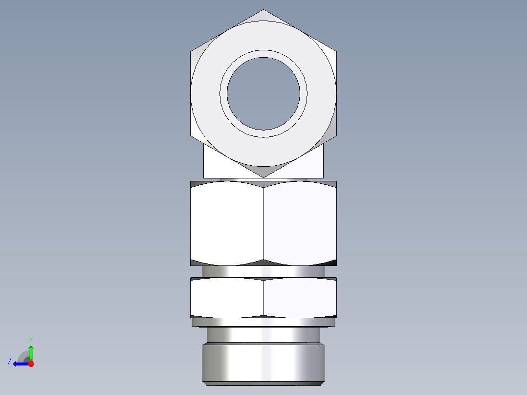 卡套式工业通用硬管接头EO_Assembled_adjustable_standpipe_branch_tee_EVT30SR71右视图