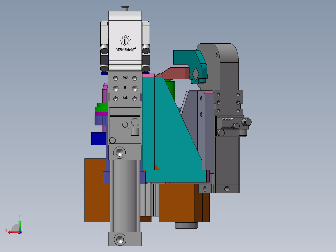复合机构--插销+压紧+定位后视图