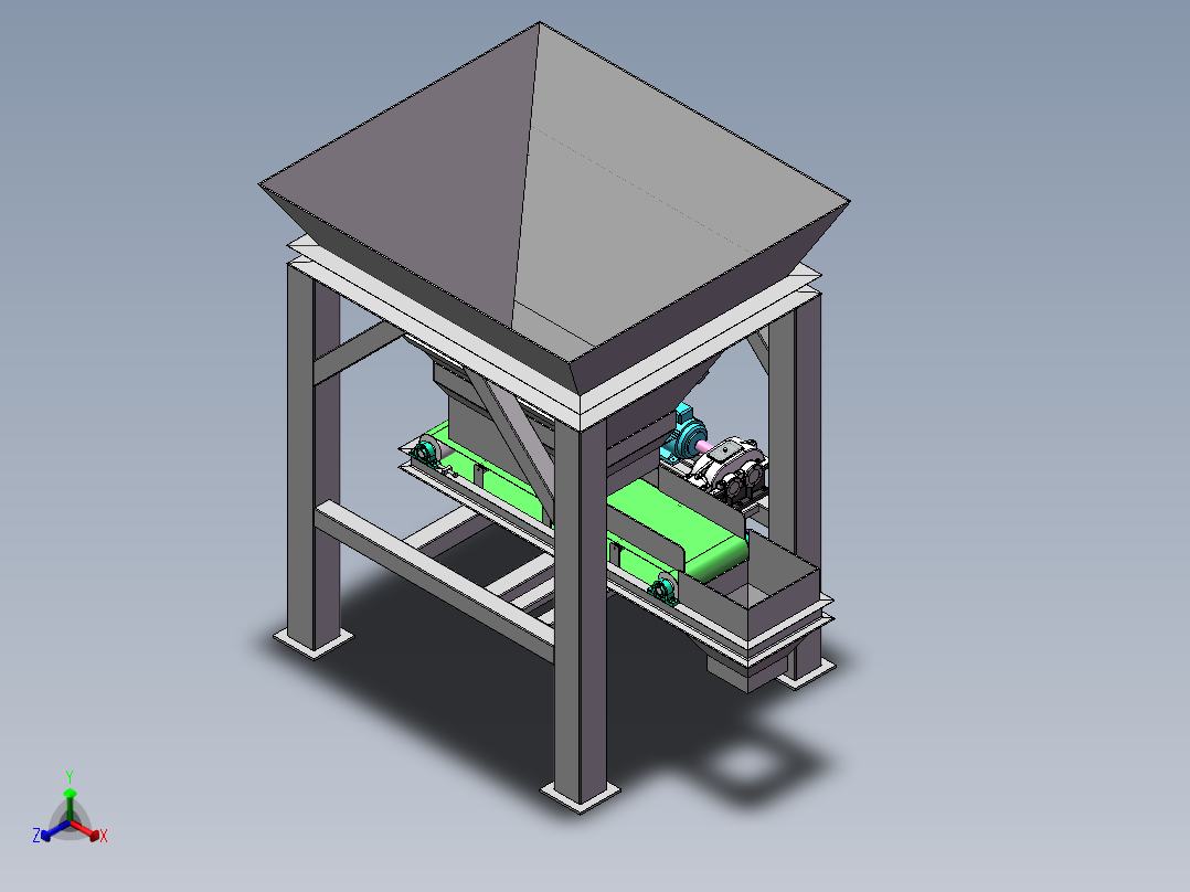 沙土装袋机设计sw20可编辑正等轴测图