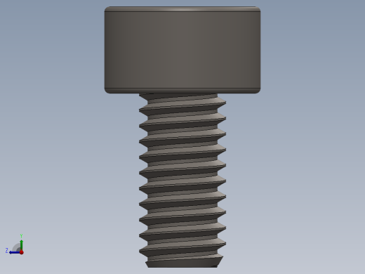 Screw_DIN_912_M2.5x5F_A2.SLDPRT公制内六角螺钉右视缩略图