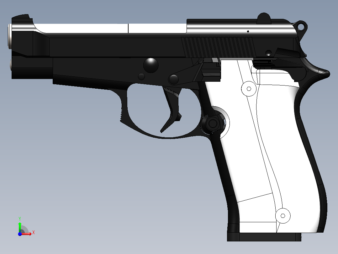 手枪左轮冲锋枪老式狙击步枪设计3D图纸Beretta 84F SW前视图