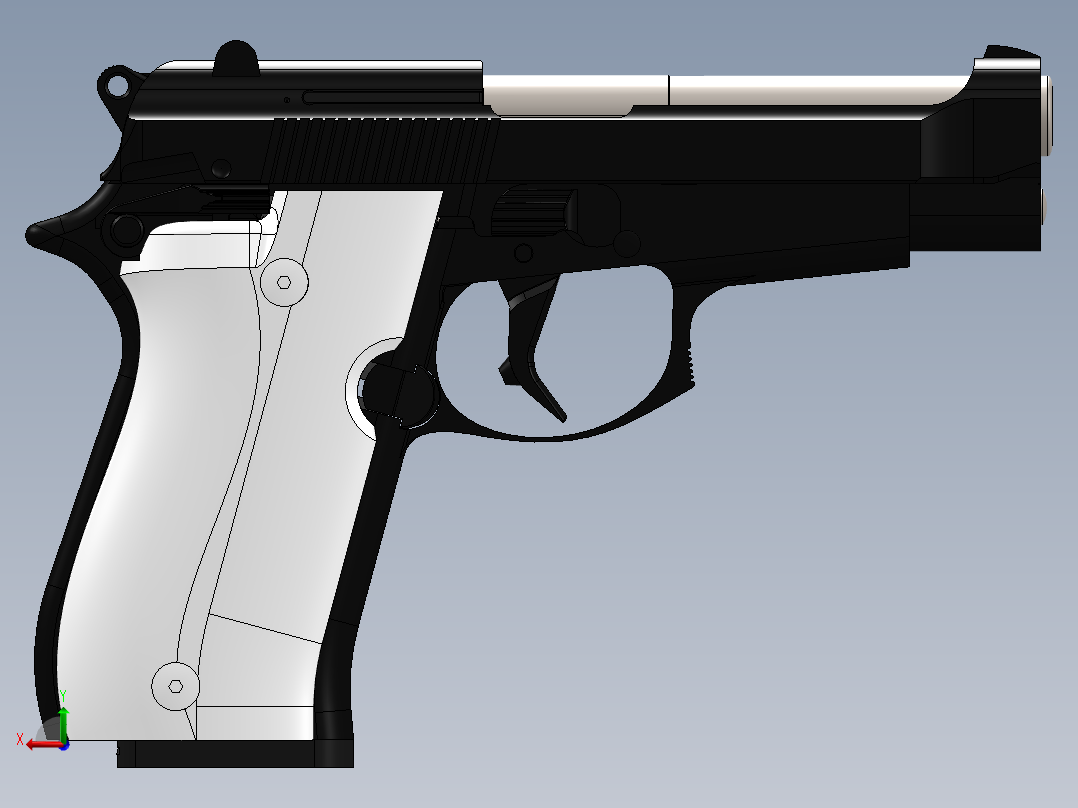 手枪左轮冲锋枪老式狙击步枪设计3D图纸Beretta 84F SW后视图