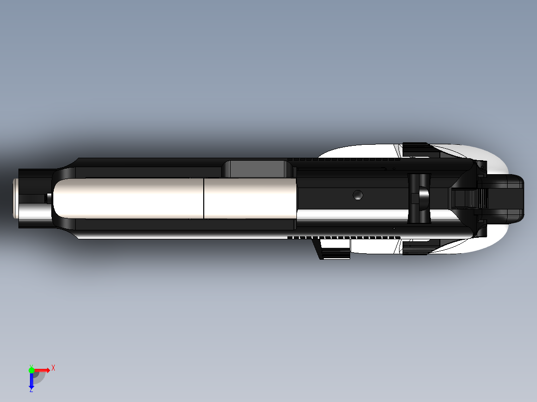 手枪左轮冲锋枪老式狙击步枪设计3D图纸Beretta 84F SW俯视图