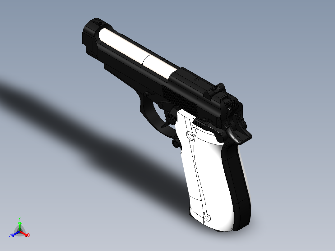 手枪左轮冲锋枪老式狙击步枪设计3D图纸Beretta 84F SW正等轴测图