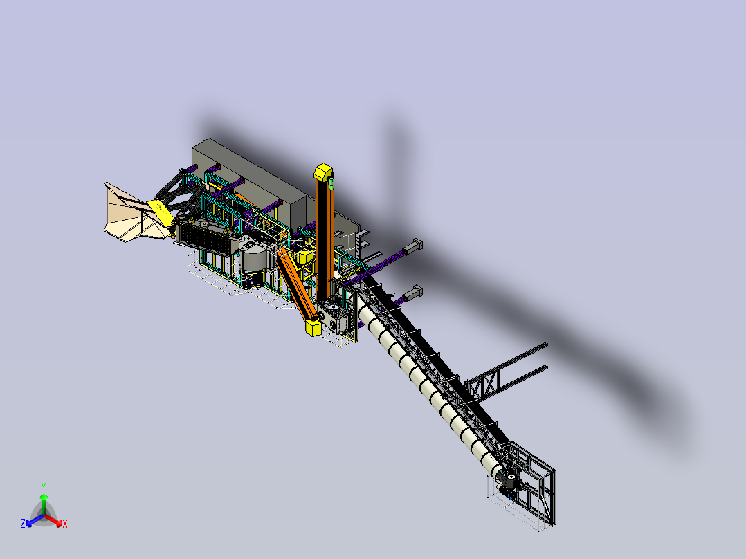 工业制砂生产线布局图3D主视图