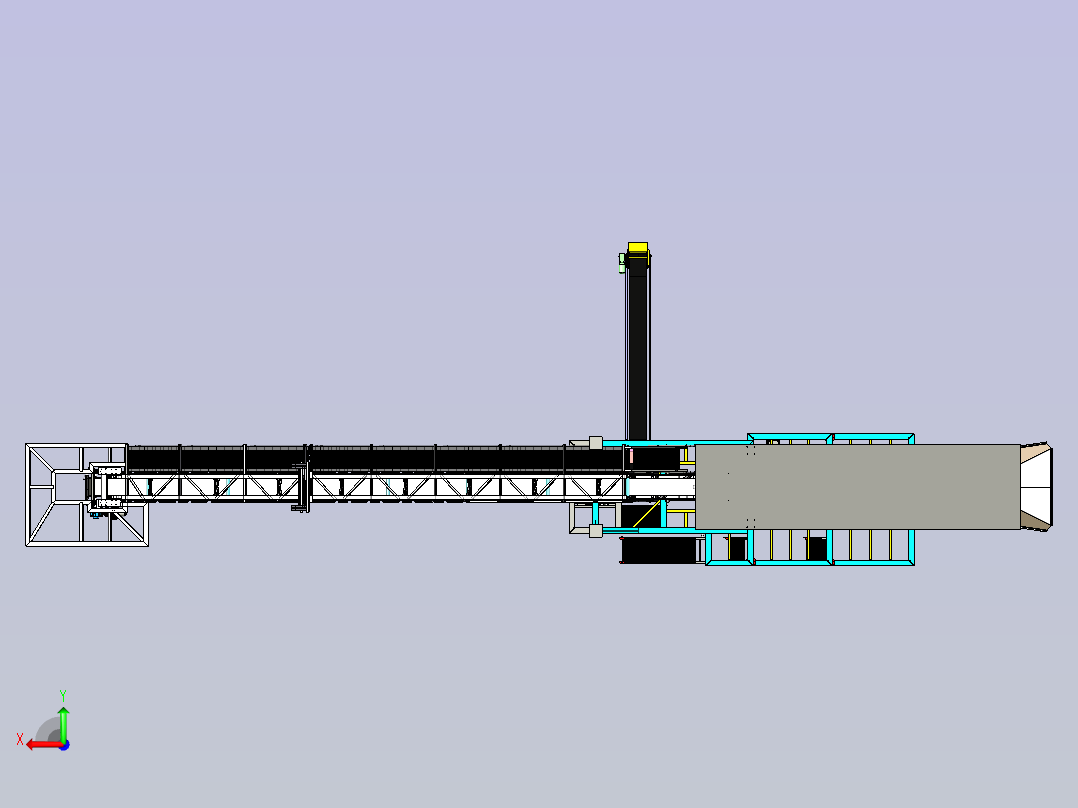 工业制砂生产线布局图3D后视图