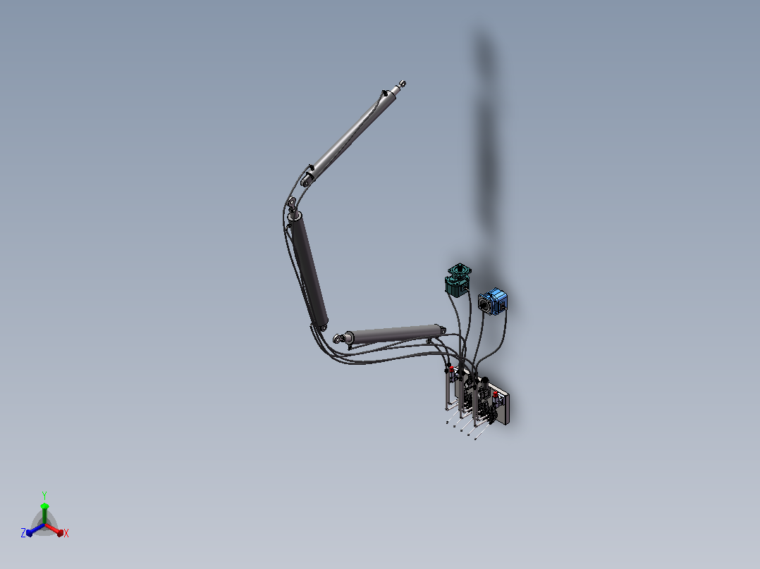 挖掘机液压系统（SW+CAD+选型计算）正等轴测图