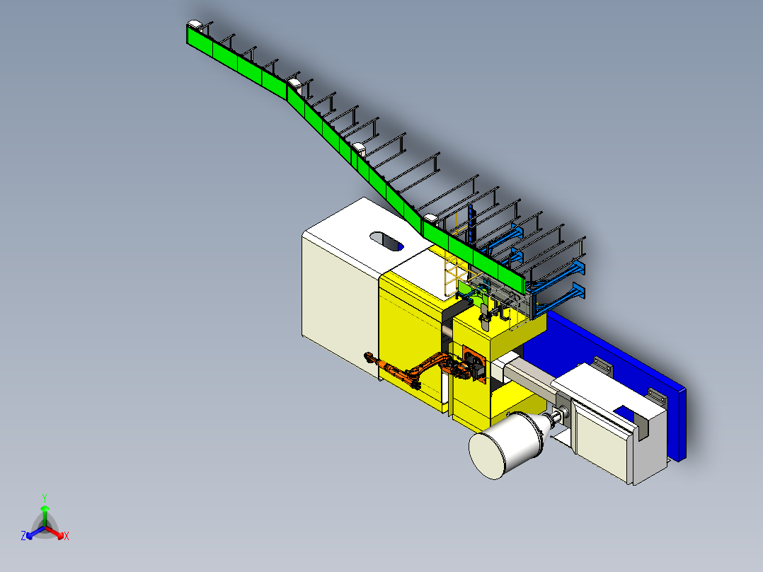 注塑机自动化取件正等轴测图