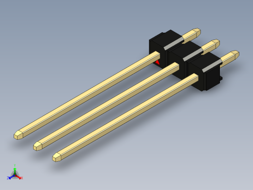 彩色公头100mil（2.54mm）系列-DS1021_black_1x03p_100mil_Type19_rev1.0正等轴测缩略图