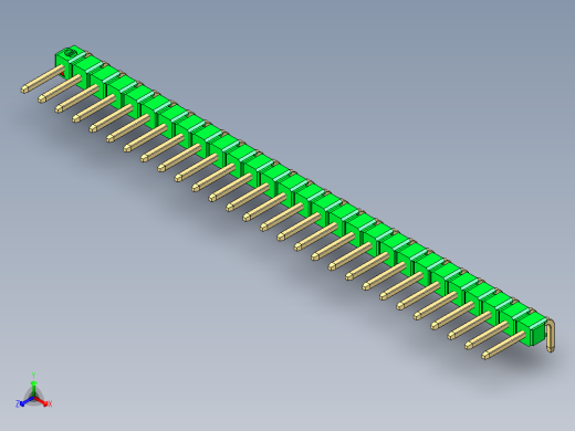 彩色公排针 100mil 2.54mm 系列-DS1022_green_1x28p_100mil_TypeD_rev1.0
