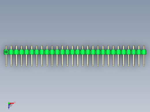 彩色公排针 100mil 2.54mm 系列-DS1022_green_1x28p_100mil_TypeD_rev1.0俯视缩略图