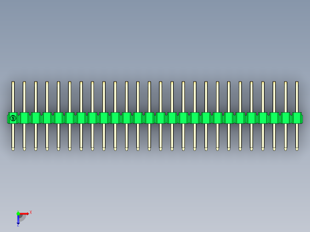 彩色公排针 100mil 2.54mm 系列-DS1022_green_3x26p_100mil_TypeD_rev1.0俯视图