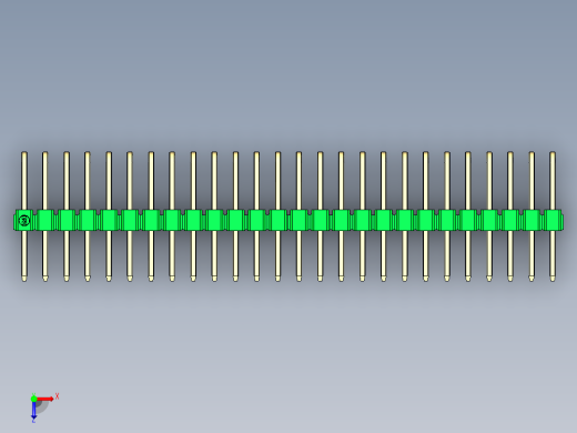 彩色公排针 100mil 2.54mm 系列-DS1022_green_3x26p_100mil_TypeD_rev1.0俯视缩略图