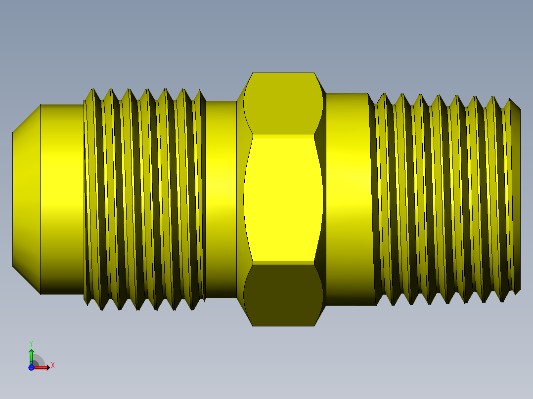 喇叭形 45D 半接头连接器-FLARE 45D 5-8 Tube OD-78-14 x 1-2 NPT.SLDPRT前视图