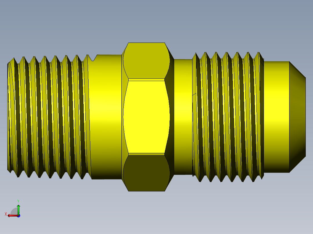 喇叭形 45D 半接头连接器-FLARE 45D 5-8 Tube OD-78-14 x 1-2 NPT.SLDPRT后视图