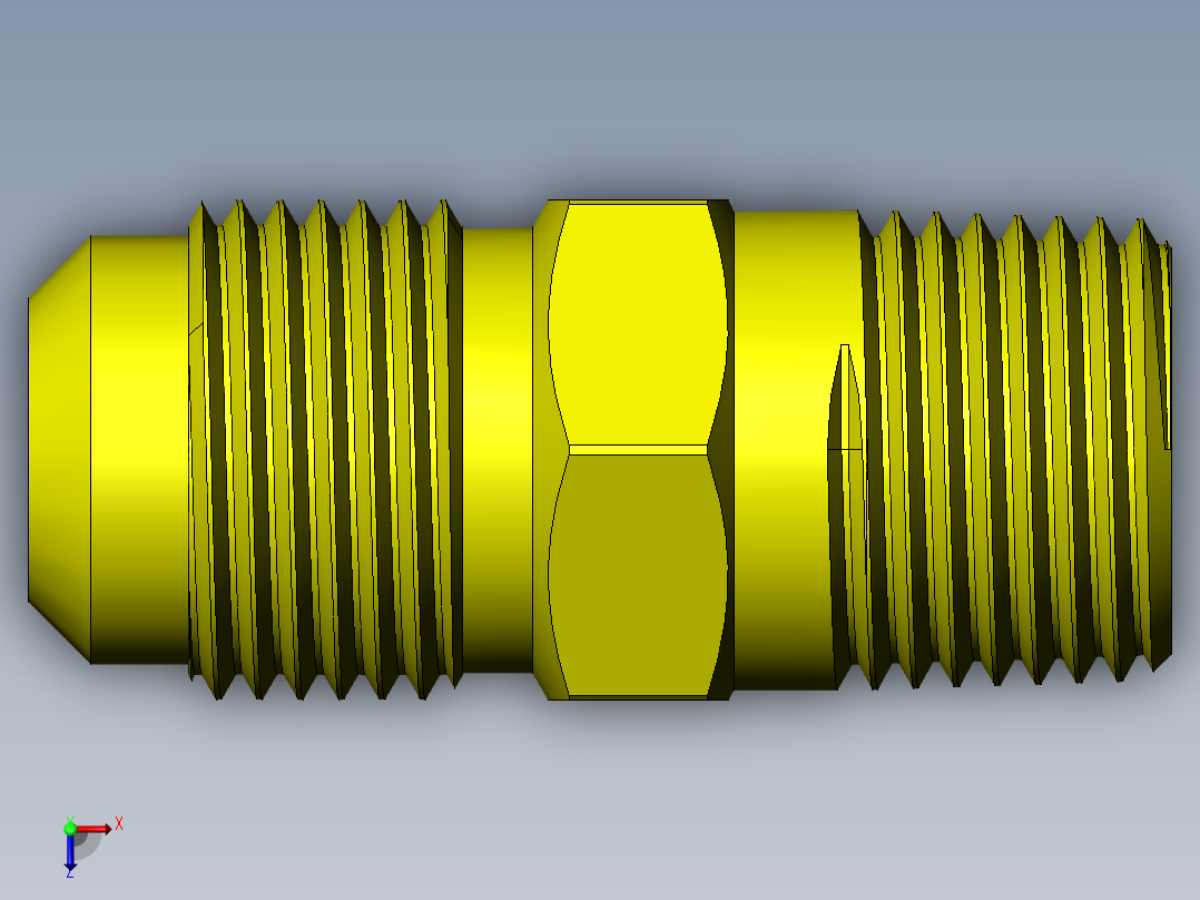 喇叭形 45D 半接头连接器-FLARE 45D 5-8 Tube OD-78-14 x 1-2 NPT.SLDPRT俯视图