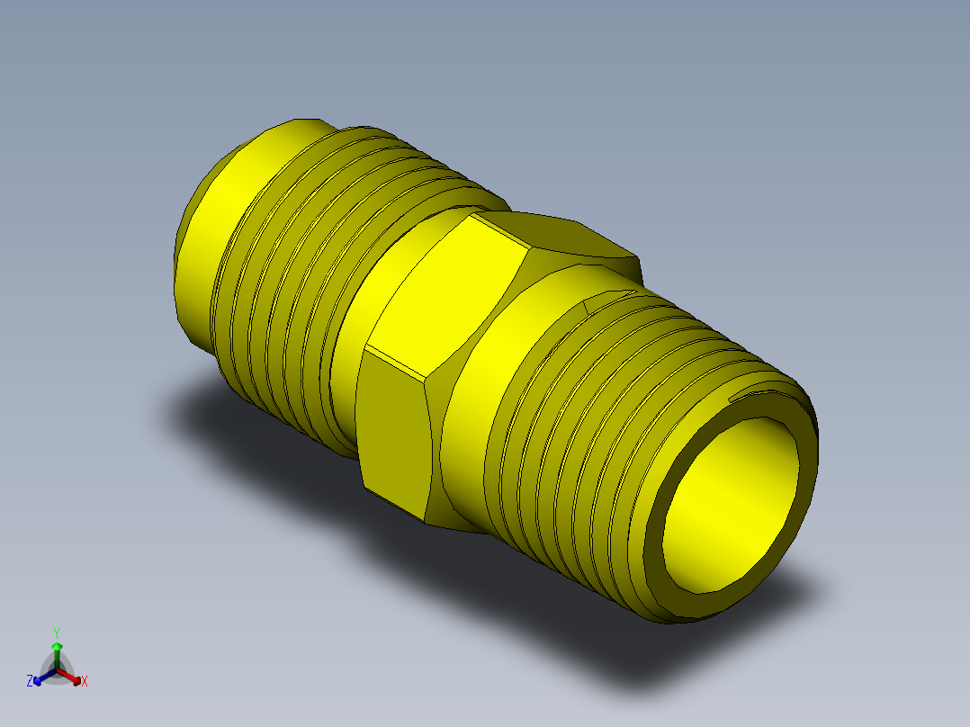 喇叭形 45D 半接头连接器-FLARE 45D 5-8 Tube OD-78-14 x 1-2 NPT.SLDPRT正等轴测图