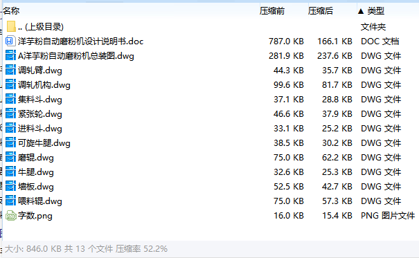 洋芋粉自动磨粉机设计含11张CAD图