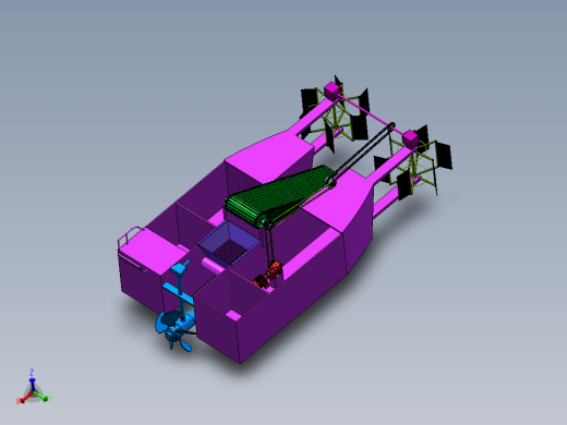 水面垃圾打捞船SW三维+CAD图纸==1508652