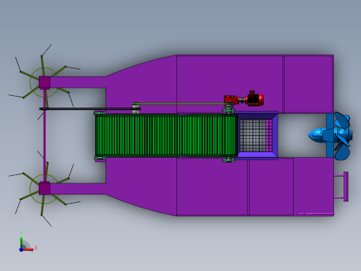 水面垃圾打捞船SW三维+CAD图纸前视缩略图