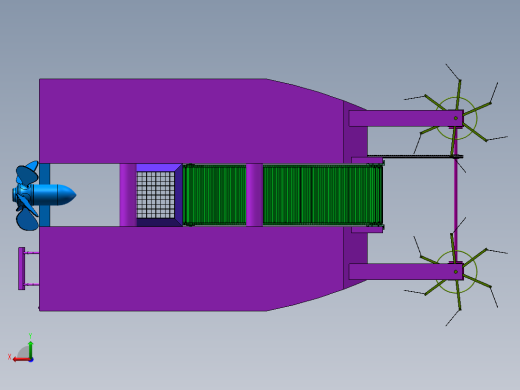 水面垃圾打捞船SW三维+CAD图纸后视缩略图