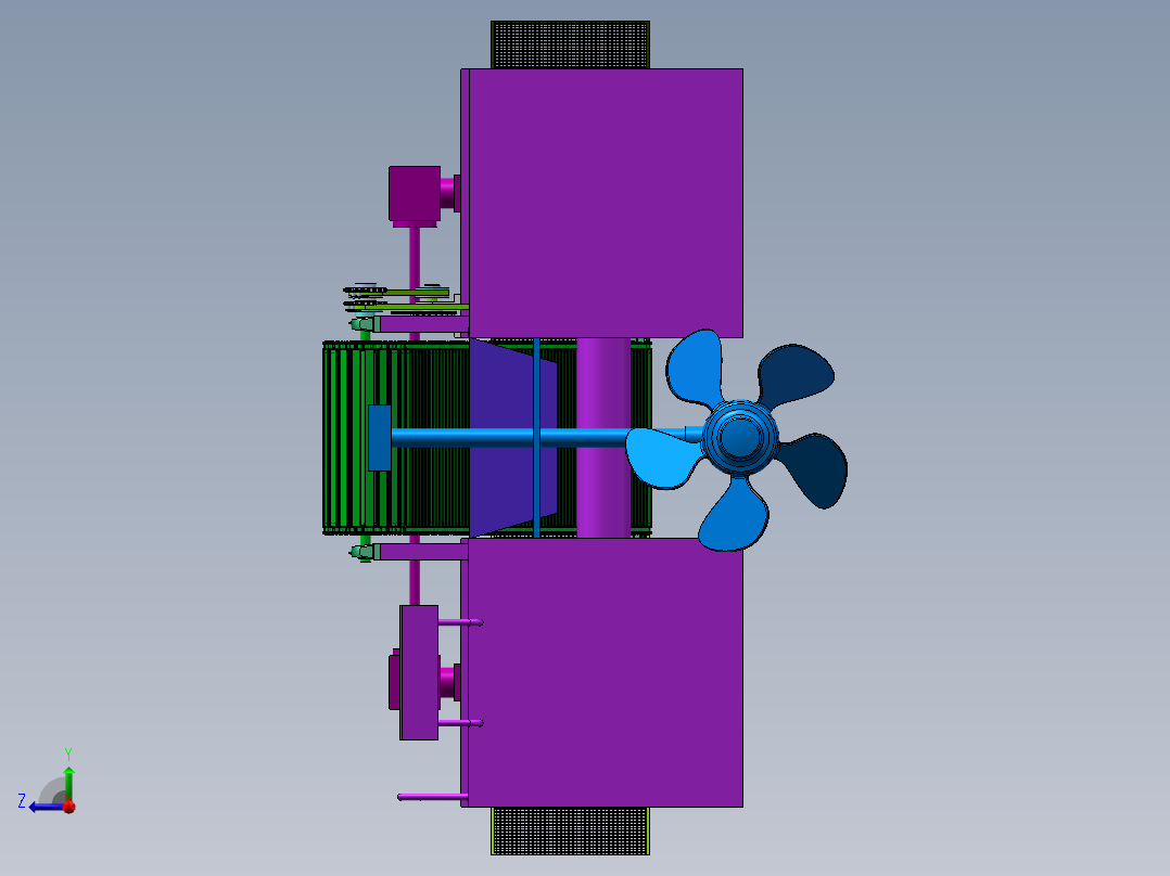 水面垃圾打捞船SW三维+CAD图纸右视图