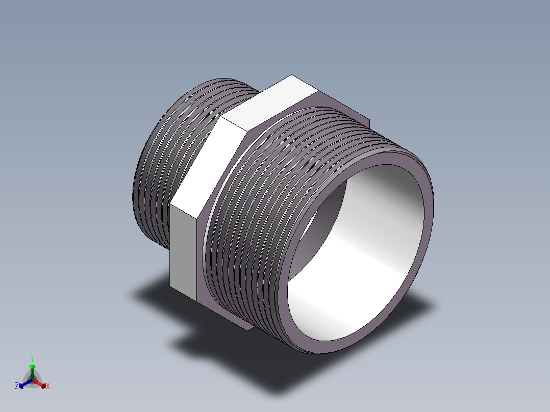 对丝-六角异径 DN50-DN40正等轴测图