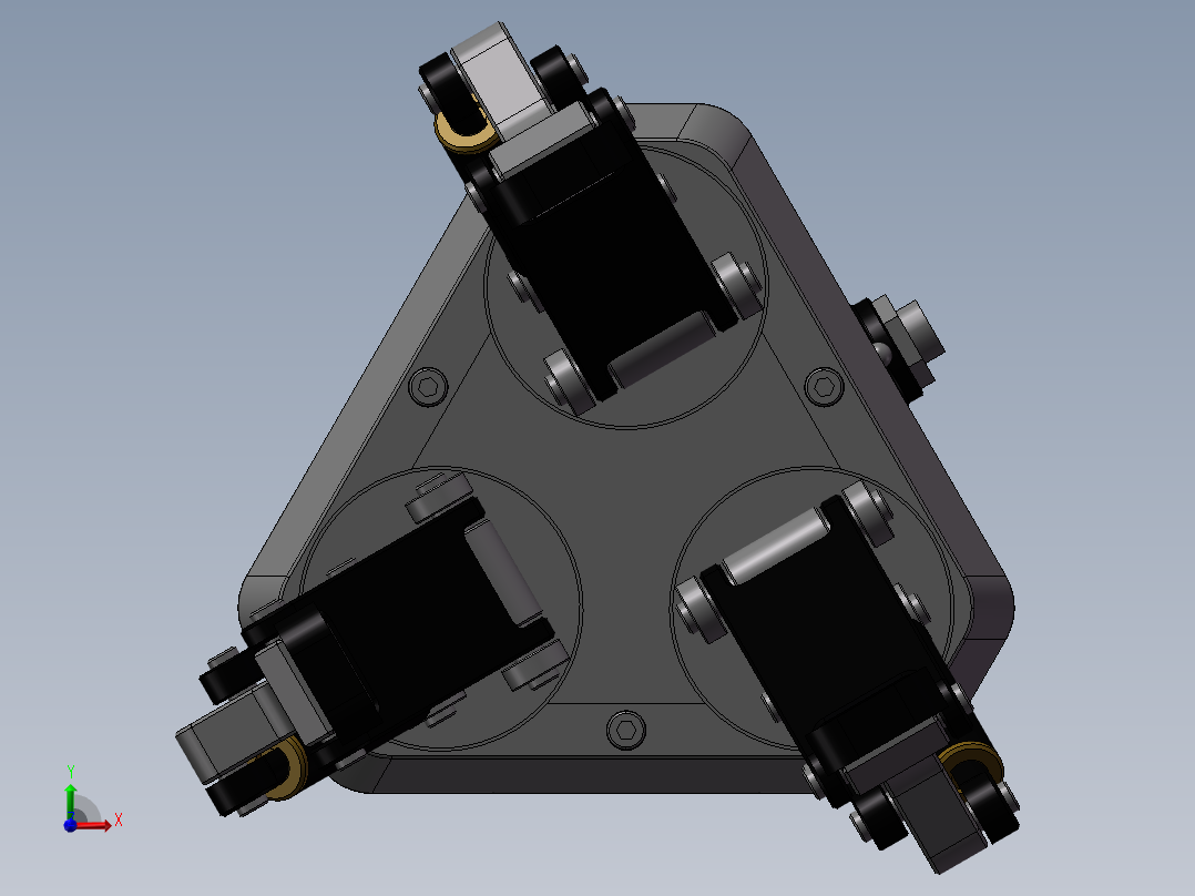 三指柔性夹爪（需要特征识别）前视图