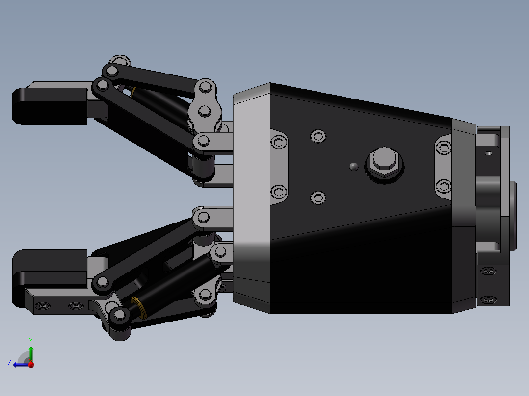 三指柔性夹爪（需要特征识别）右视图