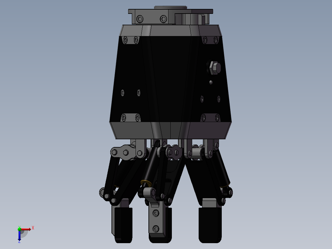 三指柔性夹爪（需要特征识别）俯视图