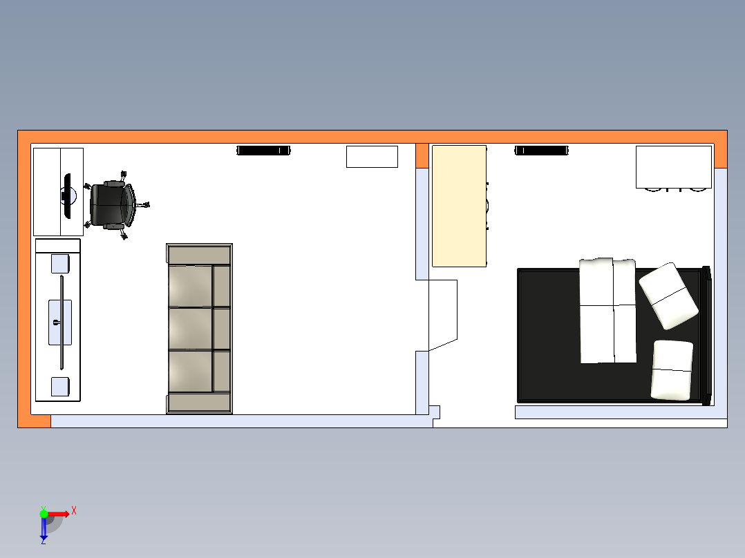 别致的室内布局设计模型 220186俯视图