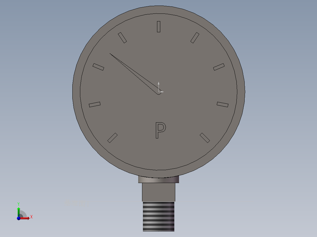 100压力表（圆头）前视图