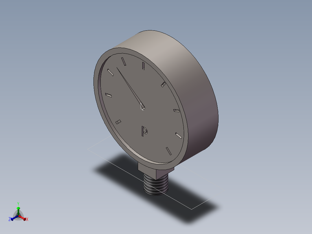 100压力表（圆头）正等轴测图