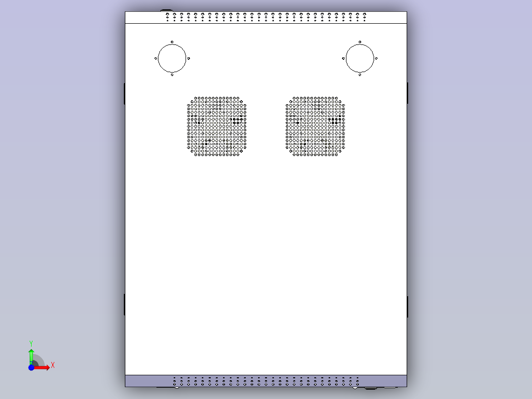 24U工控机柜3D图纸前视图